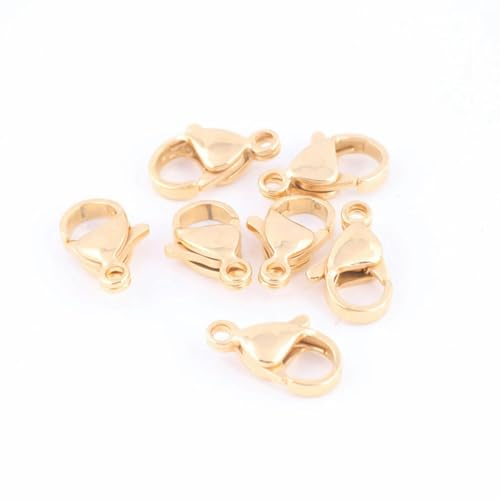 30 Stück Edelstahl-Karabinerverschluss, Roségold, Regenbogenfarben, DIY-Armbänder, Halskette, Schmuckherstellung, Zubehör, 10 x 5 mm, 12 x 7 mm, vergoldet, 11 x 6 mm