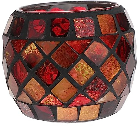 Zerodeko Mosaik Glas Kerzenständer Europäischer Stil Romantischer Teelichthalter Für Wohnzimmer-Dekoration Ohne Kerze Für Gemütliche Abendessen Und Besondere Anlässe