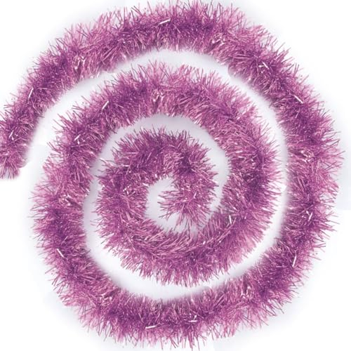 Guirlande de Noël Rose (200cm) - Décoration de Sapin, Guirlande Métallique Brillante, Ornements pour Cheminée, Fenêtre, Mur et Porte - 4X