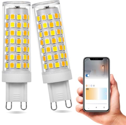 AEPOYU G9 LED Glühbirne Dimmbar Wi-Fi Smart Warmweiß/Natürliches Weiß/Kaltes Weiß G9 LED Glühbirne, 7W G9 Lampen äquivalent 40W Halogenglühbirne, 500LM AC220-240V G9 LED Birnen 2er