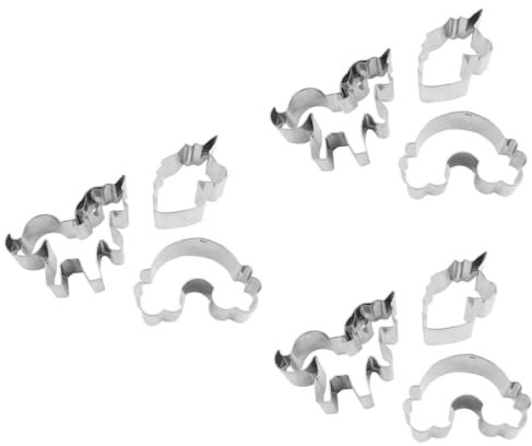 Amosfun 9pcs DIY Baking Tools Unicorn Cookie Cutters Set Food Safe Stainless Steel Cutters Cartoon Shapes for Fondant Cookie Dough Pastry Decorations Great for Boys and Girls