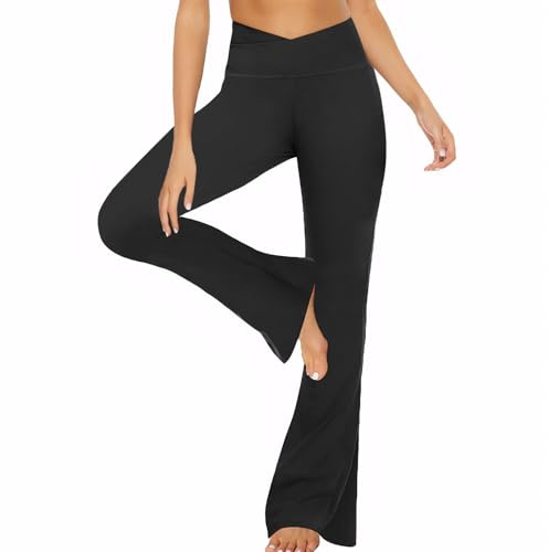 Neteson Pantaloni da Yoga Donna Vita Alta Pantaloni Campana a Zampa V-Cross Leggins Sportivi Push Up Fared Leggings Donna Elasticizzati Palestra Fitness Danza Casual