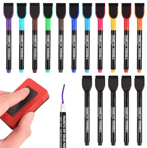 HUAEDNWKYI Whiteboard Marker Magnetisch Whiteboard Stifte Magnetische Magnetisch Marker-Set mit Schwamm, Notizblöcken und Radiergummi-Stift,Farbe,Vielfältige Farben