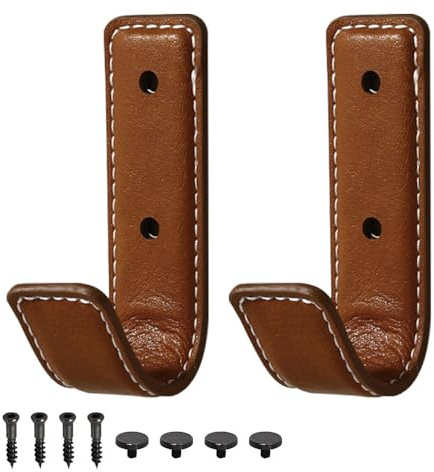 DONGKER Coat Wall Hooks,2 PCS Wall Mount Leather Coat Rack with Screws & Decorative Cover for Bedrooms Mudroom Entryway Bathroom Kitchen