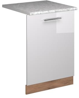 Vicco Façade de Lave-Vaisselle Fame-Line, Blanc Haute Brillance, 60cm, PT Marbre, à Combiner avec d'autres modules de la série Fame-Line