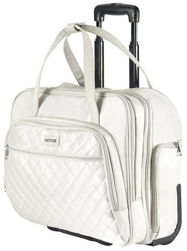 VEVOR Rolling Laptop Bag, Fits Up to 15.6 Inch Laptop, Wheeled Briefcase, Roller Computer Tote Bag with 2 Fixed Wheels & Telescoping Handle, Laptop Case for Work Travel Business Office, Women Men