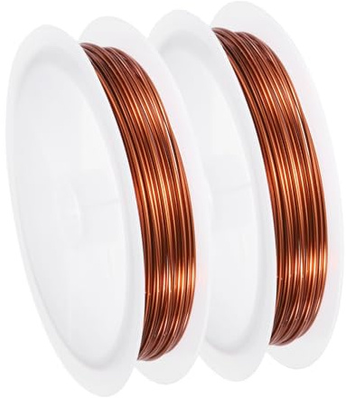QUARKZMAN 2 Stück 20 Gauge (0,8MM) Kupferdraht für Schmuckherstellung, anlaufbeständiger Perlen-Draht für Schmuckherstellung Bastelbedarf, Kupfer, 3 Meter