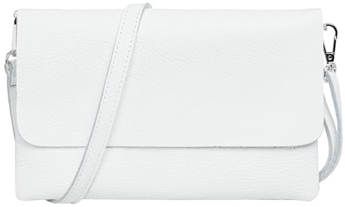 Caspar Elegante Leder Clutch Damen Umhängetasche Abendtasche mit verstellbarem Schultergurt - CLASSIC LINE - Modell No.835 - Made in Italy