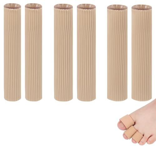 Huoflame Zehenschutz Silikon Schlauchverband – 6 Stück Zehenkappen in 3 Größen (S/M/L), Schneidbar Zehentrenner für Druckschutz, Hühneraugen, Hammerzehen, Schwielen – Unsichtbarer Schutz