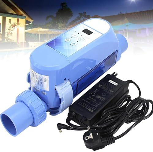 Chlorateur de Piscine au sel, générateur de Chlore au sel for piscines creusées, chlorateur de Piscine au sel avec écran numérique, Wi-FI intégré et contrôle par Application.(16g/h)