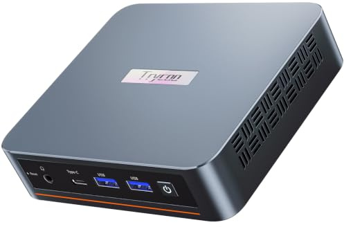 Trycoo Mini ordinateur de bureau WI6 Alder Lake N100, 16 Go DDR4 512 Go SSD, mini ordinateur de bureau avec Type-C, double HDMI, Ethernet LAN RJ45, triple écran 4K, WiFi5, BT4.2