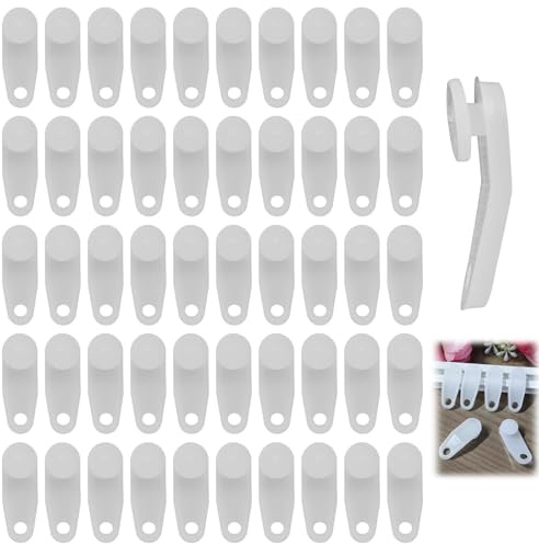 50 Unidades Ganchos Deslizantes Reforzados para Cortinas con Riel Extensible De Repuesto, Cortinas De Plástico Blancas, Universales Y Compatibles con Valiant, Stanley, Swish, Kirsh Y Acrimo