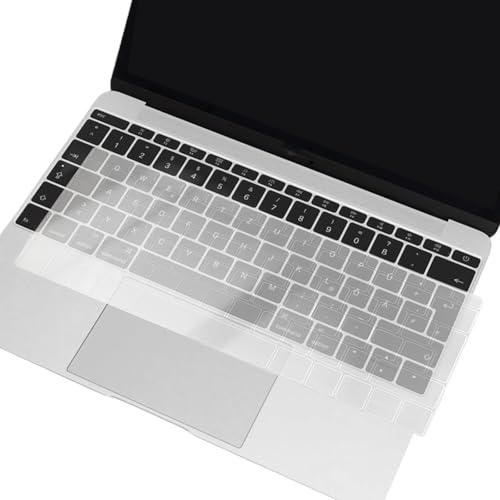Tastaturschutz für MacBook Pro 13 Zoll/Retina 12 Zoll, Ultradünne TPU Tastaturfolie für MacBook A1534 A1931 A1708 A1988, QWERTZ EU-Layout Schutz Tastatur Zubehör (ohne Touch Bar)