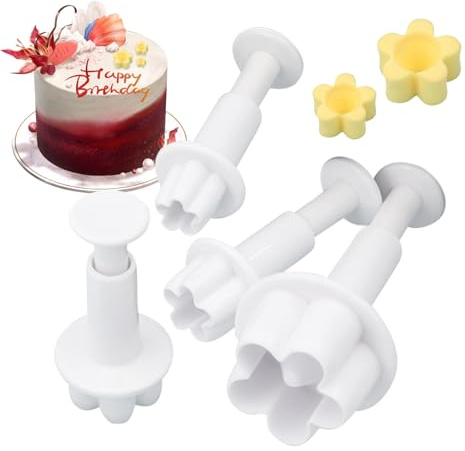 Générique Emporte-pièces à Fleurs Fondant - 4 Pièces Moule Décoratif pour Fleurs en Fondant | Accessoire de Décoration pour Cake Chocolat Dessert - Outil de Décoration pour Pâte à Sucre et