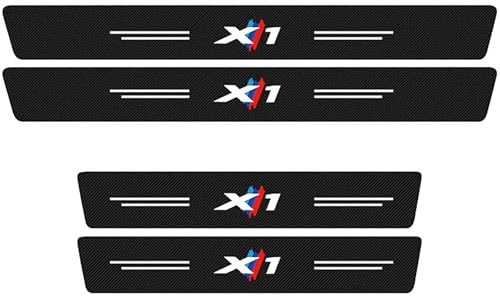 4 Pièces Protecteur De Seuil Porte De Voiture pour BMW X1, Fibre De Carbone Film Protecteur De Seuil Autocollants Décoratifs De Protection De Peinture Anti-Rayures Et Antidérapant (X1)