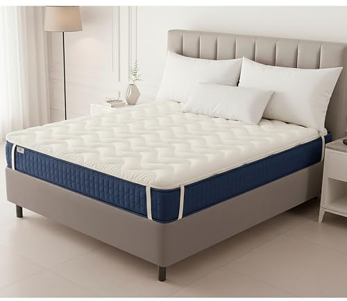 FUSIONHOME Topper Viscoelástico 180x190 - Sobrecolchón de Viscoelástica Alta Densidad con Memory Foam Transpirable y Refrescante - Cara Invierno/Verano - Matress Topper Colchon
