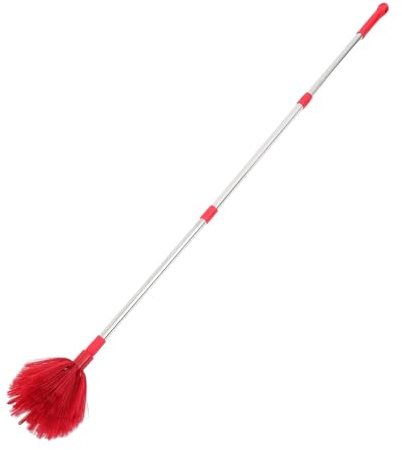 UPKOCH Cepillo Limpiador Para Techos Con Mango Metálico 1,4 m Rojo, Plumero Eliminador De Telarañas Reutilizable Para Exteriores e Interiores, Herramienta Multifuncional Para Hogar y Oficina
