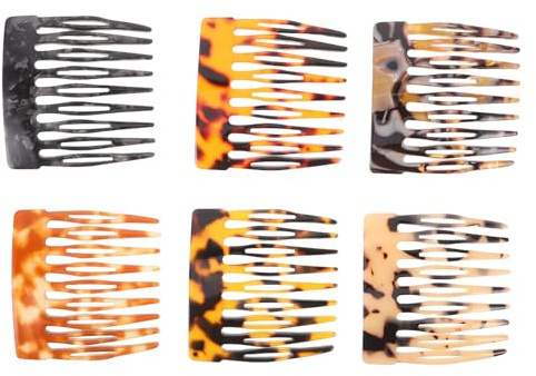 Peigne à Cheveux Léopard Petit Format 6 Pièces en Acétate | Dents Larges, Bords Lisses, Usage Quotidien et Occasions Spéciales, Format Poche pour Femmes et Filles