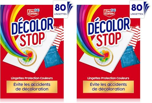Decolor Stop - Protections Couleurs - Evite les Accidents de Decoloration - Preserve l'Eclat des Couleurs - Tous Programmes Textiles et Températures - Moins de Cycles - Plus d'Economies -x80 Lingettes