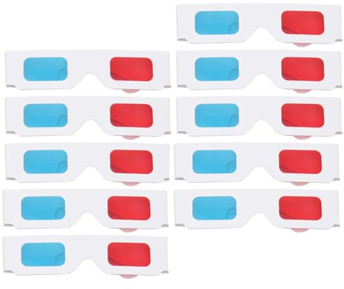 Kichvoe 10 Pcs Paper 3d Glasses Red and Blue for Comfortable and Portable 3d Movie Viewing Glasses for Dvds and Games