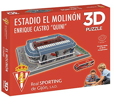 BANDAI - Puzzle Stadion 3D EL Molinón (Sporting Gijón) National Soccer Club Stadion Sammelfigur, Mehrfarbig (Eleven Force EF10803)