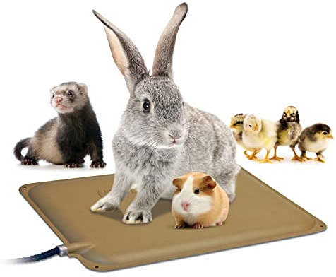 K&H Pet Products Small Animal Outdoor Heated Pad, Waterproof, Chew Resistant, Safety Listed, Indoor Outdoor Heater Warming Pad for Cat Houses, Rabbit Hutches, or Chick Brooders - 12 X 9in Tan 25W