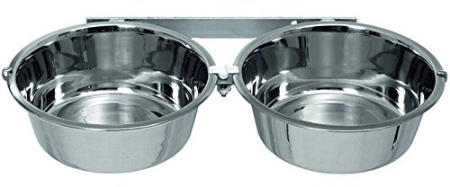 Zwingerhalter Wandhalterung mit Hundenapf Edelstahl [2 x 1800 ml]