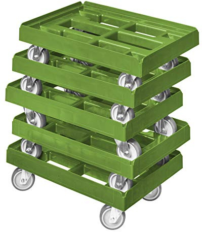 5 Stück Transportroller für Kisten 60 x 40 cm mit 4 Lenkrollen in grün