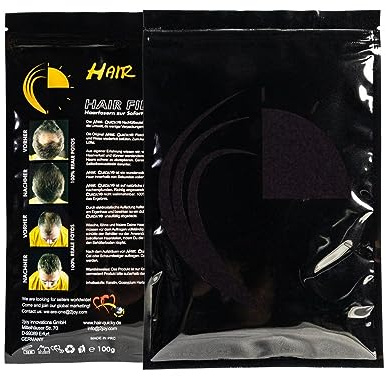 Hair Quicky® Premium Hair Fibers, Schütthaar, Streuhaar, Soforteffekt bei Geheimratsecken, Teilglatze, Haarausfall und lichtem Haar, für Männer & Frauen, natürliches Keratin | 100g | schwarz braun