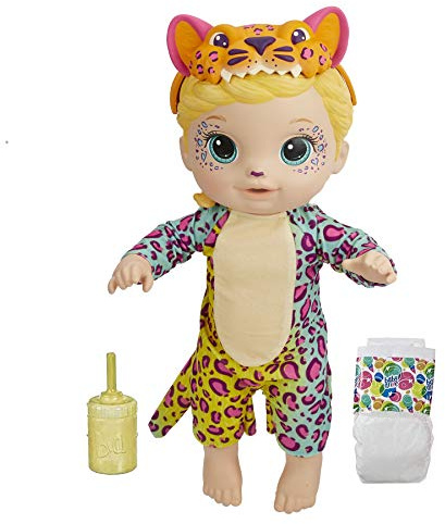 Baby Alive Rainbow Wildcats Puppe, Leopard, Zubehör, Getränke, Nässe, Leopardenspielzeug für Kinder ab 3 Jahren, Blondes Haar