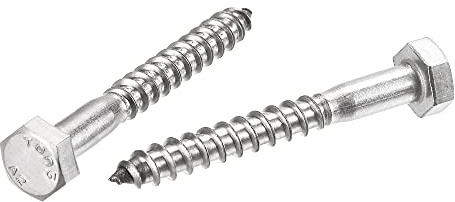 sourcing map Hexagonal Tire-fond M6 x 50mm 304 Inox Acier Demi-fil Autotaraudeuse Boulons pour Bois Vis 10Pcs
