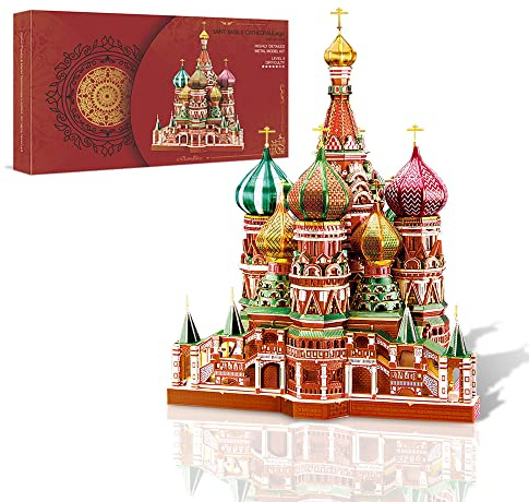 Piececool 3D pussel metall arkitektur Saint Basil's Cathedral, 3D metallpussel för 340 rostfritt stål, helt metall, 1:1 återställa, födelsedagspresent, modellbyggsats vuxna, 711 delar