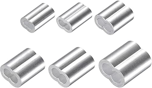 Drahtseilclip, Griffe Schrauben, Bolzenklemmen Anziehen Befestigung, Drahtseil Aluminium Crimpschlaufe Hülse Sortiment Kit for 1,2/1,5/2 / 2,5/3/4mm, Kabelkimper Doppelloch Ferrule-Clip-Armature