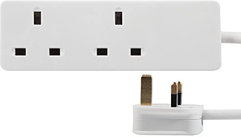 PRO ELEC 2-Gang Extension Lead | 500mm Cable | 13A | UK Plug | White – PELB1403