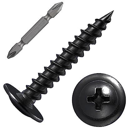 (150 pcs)#8×1-1/2 Black Truss Head Wood Screws Quick Metal Self Tapping Zinc Oxide