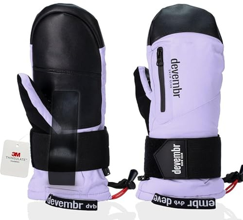 devembr Ski-Fäustlinge mit Handgelenkschützern, Warme Snowboard-Fäustlinge, Wasserdicht