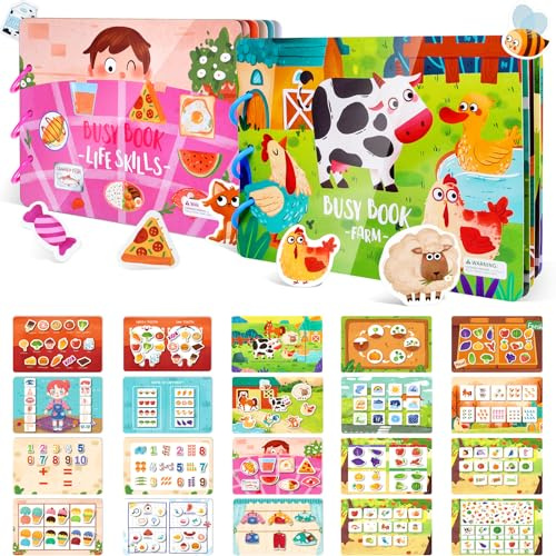 ASTARON Montessori-Spielzeug, Bastelbuch für Kleinkinder im Alter von 3 4 5 6 Jahren, Bauernhof- und Lebensfähigkeiten, Lernspielzeug, Geschenke für 3–5 Jahre, Jungen, Mädchen, Kinder, Autismus,