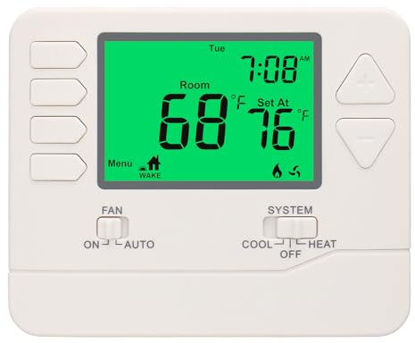 Wengart 5-1-1 Day Programmable Thermostat for Home, 1 Heat/1 Cool Single Stage Heat Pump Thermostat, Compatible with Gas, Oil or Electric Systems, Large Backlight Display, Easy Installation, White