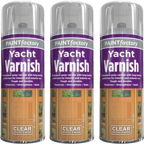 PNJB All Purpose Yacht Varnish 400ML - Professional Gloss Finish Spray Wood Colour Paint, Interior, and Exterior Surfaces - Fast Drying Sealer - Easy to Apply (Pack of 3)