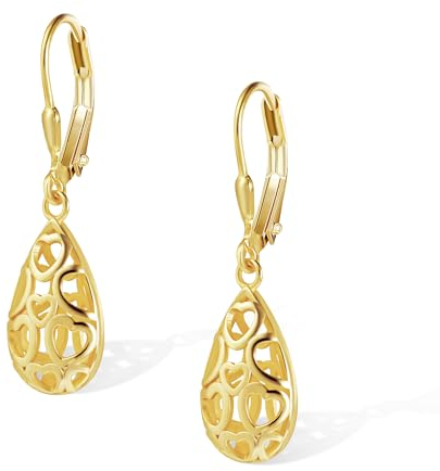 Gold Ohrringe Damen, Tropfen Hängend Ohrringe Hypoallergen Tropfenförmige Ohrring filigrane Wassertropfen Hängend Ohrhänger Ohrring Trendige Damen Mädchen