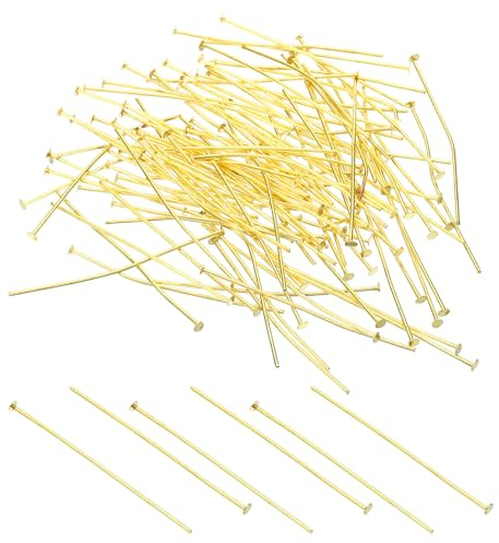 PATIKIL 1.97x0.11 Copper Chandelier Connector Pins, 200Pcs Chandelier Crystal Clips for Fastening Crystals Parts, Chandelier Replacements, Gold