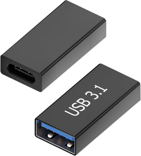 Adattatore USB C a USB 2 pezzi, adattatore USB 3.1 a USB 3.0, femmina USB C a femmina USB 3.0, trasferimento dati, ricarica veloce e uscita audio, adattatore USB tipo C di alta qualità