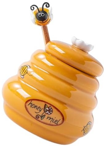 Garneck Cute Ceramic Honey Jar Stirring Rod Small Kitchen Honey Storage Pot Adorable Pot Container for Home Use