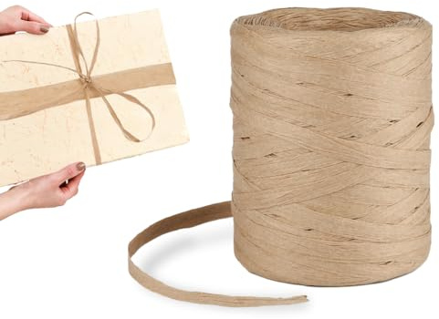 AOYEGIC Bastband,Raffia garn zum häkeln,Packschnur,Naturbast Papierband,Papierschnur,Bast Band,für handwerksprojekte,DIY,Weben und Gärtnern(200m)