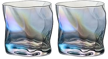 Set da vino artigianale, set di 2 bicchieri di cristallo, squisiti bicchieri da vino creativi, bicchieri da whisky in cristallo, bicchieri da cocktail quadrati da 280 ml/9,5 once for bar pratici