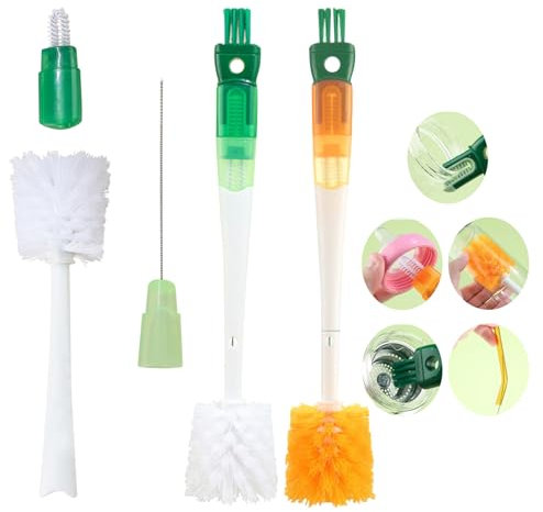2 Pcs Brush Cleaner, 5-In-1 Multifunctional Flaschenbürste Lang, Babyflaschen Bürste, Strohhalm Bürste, Reinigungsbürsten Für Kleine Räume Wasserflaschen-Reinigungsbürste