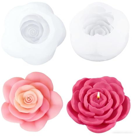WYAHYQ 2Pezzi Stampi per Candele Stampo in silicone per fiori di rosa Stampi per Resina Epossidica
