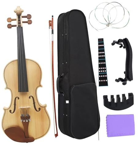 Anfänger Geige 4/4 Violine Fichte Panel Ahorn Anfänger Violine Mit Fall Bogen Saiten Schulterstütze Zubehör Saiteninstrument Violine(Set2)