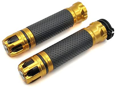 WITTYL Griff Für BMW HP2 Enduro K1200R K1200S K1300S/R/GT K1600GT/GTL Universal Motorradgriff Motorrad Lenkerenden CNC 7/8'' 22MM Lenkerabdeckung(Gold)
