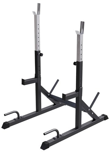 GORILLA SPORTS® Squat Rack - Breite und Höhe Verstellbar, bis 200 kg, mit Dip Station, 30/31mm Hantelscheibenhalter - Hantelständer, Langhantelständer, Hantelablage, Kniebeugenständer